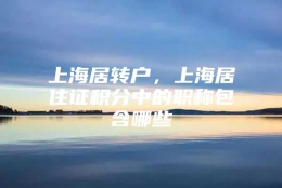 上海居转户，上海居住证积分中的职称包含哪些