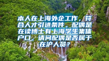 本人在上海外企工作，符合人才引进条件。配偶是在读博士有上海学生集体户口，请问配偶是否属于在沪人员？