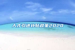 人才引进补贴政策2020