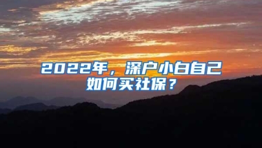 2022年，深户小白自己如何买社保？