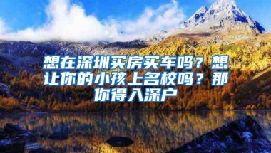 想在深圳买房买车吗？想让你的小孩上名校吗？那你得入深户