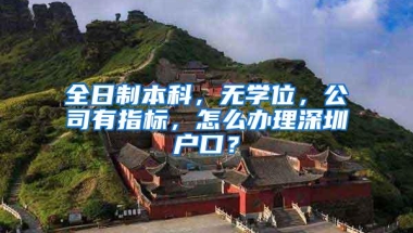 全日制本科，无学位，公司有指标，怎么办理深圳户口？