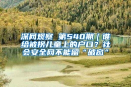 深网观察 第540期｜谁给被拐儿童上的户口？社会安全网不能留“破窗”