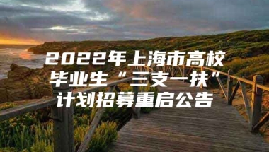 2022年上海市高校毕业生“三支一扶”计划招募重启公告