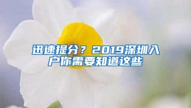 迅速提分？2019深圳入户你需要知道这些