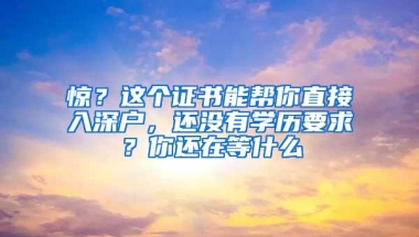 惊？这个证书能帮你直接入深户，还没有学历要求？你还在等什么