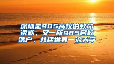 深圳是985高校的致命诱惑，又一所985名校落户，共建世界一流大学