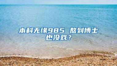 本科无缘985 熬到博士也没戏？