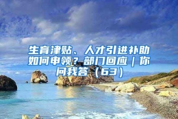 生育津贴、人才引进补助如何申领？部门回应｜你问我答（63）