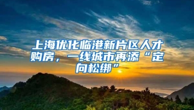 上海优化临港新片区人才购房，一线城市再添“定向松绑”