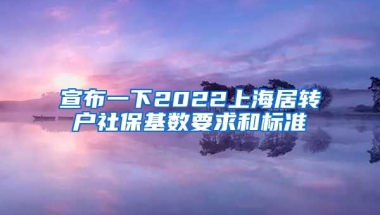 宣布一下2022上海居转户社保基数要求和标准