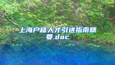 上海户籍人才引进指南精要.doc