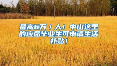 最高6万／人！中山这里的应届毕业生可申请生活补贴！