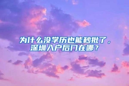 为什么没学历也能秒批了，深圳入户后门在哪？