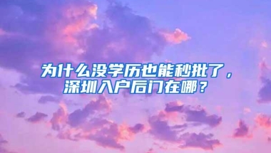 为什么没学历也能秒批了，深圳入户后门在哪？