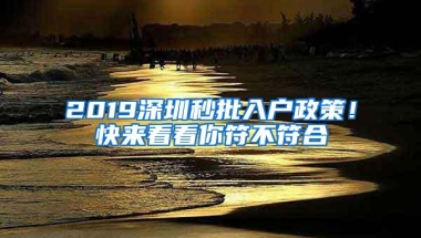 2019深圳秒批入户政策！快来看看你符不符合