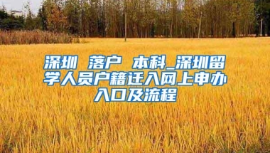 深圳 落户 本科_深圳留学人员户籍迁入网上申办入口及流程