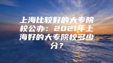 上海比较好的大专院校公办：2021年上海好的大专院校多少分？