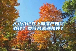 人才引进在上海落户如何办理？要符合哪些条件？