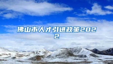 佛山市人才引进政策2022