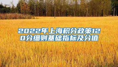 2022年上海积分政策120分细则基础指标及分值