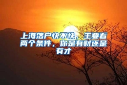 上海落户快不快，主要看两个条件，你是有财还是有才