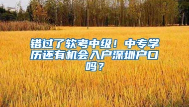 错过了软考中级！中专学历还有机会入户深圳户口吗？