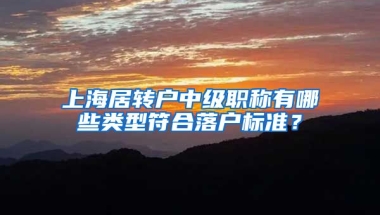 上海居转户中级职称有哪些类型符合落户标准？