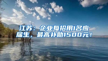 江苏：企业每招用1名应届生，最高补助1500元！