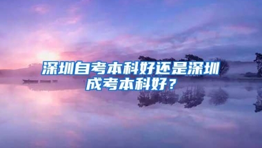 深圳自考本科好还是深圳成考本科好？