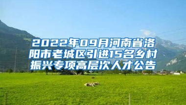 2022年09月河南省洛阳市老城区引进15名乡村振兴专项高层次人才公告