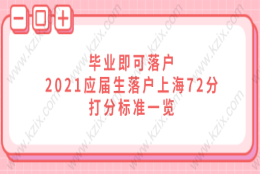 毕业即可落户,2021应届生落户上海72分打分标准一览