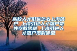 高校人才引进怎么上海落户 上海引进人才落户条件岁数限制 上海引进人才落户落到哪里