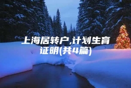 上海居转户,计划生育证明(共4篇)