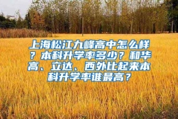 上海松江九峰高中怎么样？本科升学率多少？和华高、立达、西外比起来本科升学率谁最高？