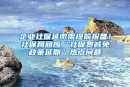 企业社保延缴需提前报备！社保局回应“社保费减免政策延期”热点问题