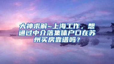 大神求解~上海工作，想通过中介落集体户口在苏州买房靠谱吗？