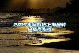 2019年新系统上海居转户操作指引