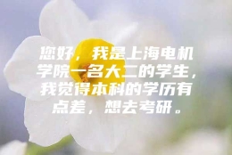 您好，我是上海电机学院一名大二的学生，我觉得本科的学历有点差，想去考研。