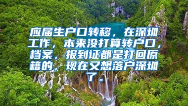 应届生户口转移，在深圳工作，本来没打算转户口，档案，报到证都是打回原籍的，现在又想落户深圳了。