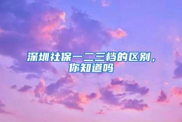 深圳社保一二三档的区别，你知道吗