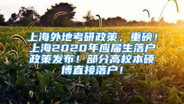 上海外地考研政策，重磅！上海2020年应届生落户政策发布！部分高校本硕博直接落户！