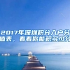 2017年深圳积分入户分值表，看看你能积多少分