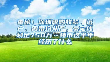 重磅！深圳限购收紧，落户、离婚均从严，豪宅线划定750万…楼市这半年经历了什么