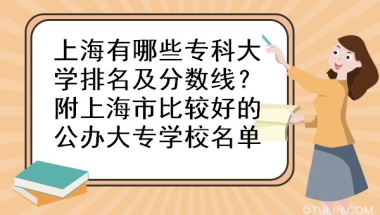 上海有哪些专科大学排名及分数线？附上海市比较好的公办大专学校名单