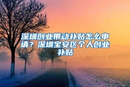 深圳创业带动补贴怎么申请？深圳宝安区个人创业补贴