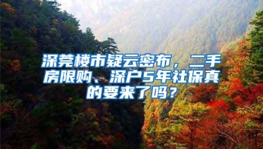 深莞楼市疑云密布，二手房限购、深户5年社保真的要来了吗？