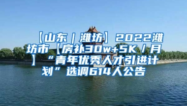 【山东｜潍坊】2022潍坊市【房补30w+5K／月】“青年优秀人才引进计划”选调614人公告