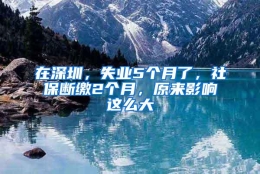 在深圳，失业5个月了，社保断缴2个月，原来影响这么大