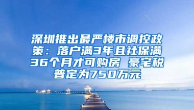 深圳推出最严楼市调控政策：落户满3年且社保满36个月才可购房 豪宅税普定为750万元